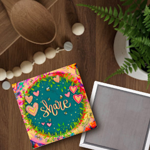 Imán Diversión floral Inspiradora de Cute Share Hearts