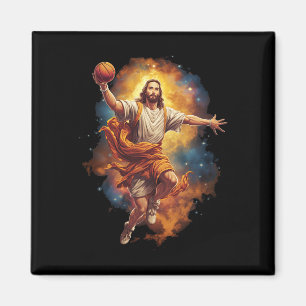 Imán Diversión Jesús jugando básquetbol 1
