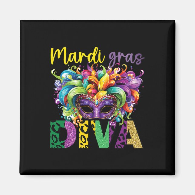 Imán Diversión Y Festividad Mardi Gras Diva Desig De Ca (Frente)
