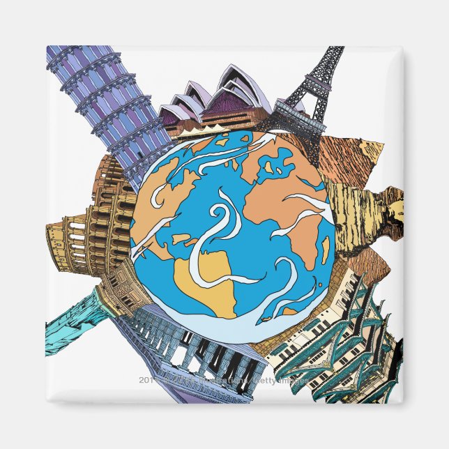 Imán Diversos lugares famosos del mundo (Frente)