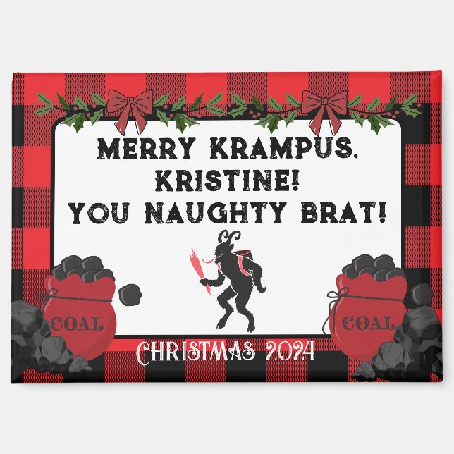 Imán Divertida Alegre Krampus Personalizada Navidad Cus (Anverso)
