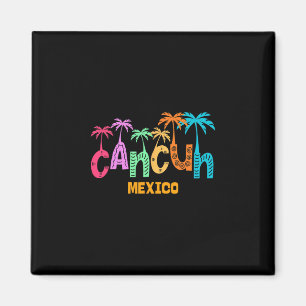 Imán Divertida Cancun México Palma Tipografía Colorida