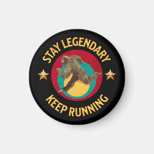 Imán Divertida Motivación de Bigfoot Corriendo
