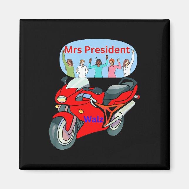 Imán Divertida vida política en bicicleta Sra. Presiden (Frente)