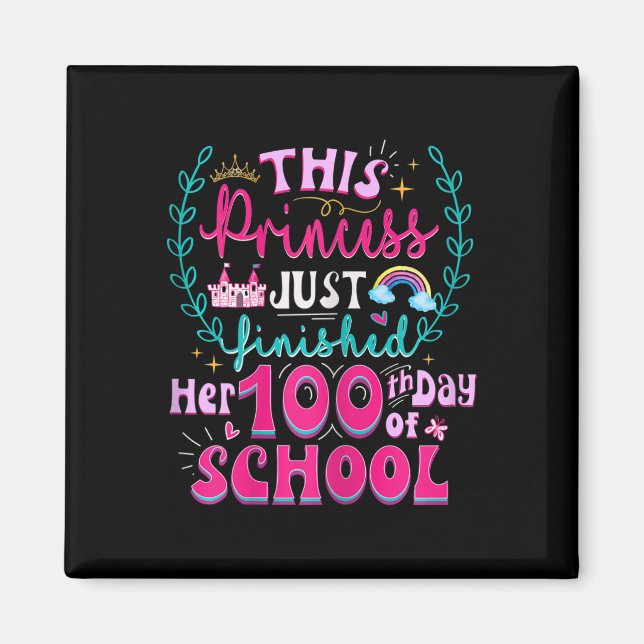 Imán Divertido 100° Día De La Princesa Escolar Cute Niñ (Frente)