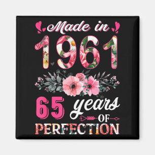 Imán Divertido 65 Años Hecho En 1961 Floral 65 Cumpleañ