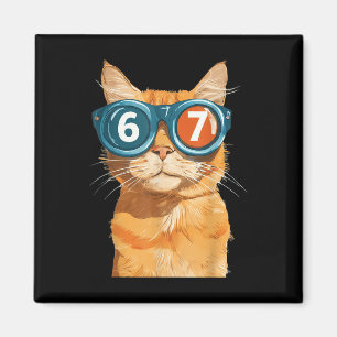 Imán Divertido 67 Gato Naranja Meme Seis Siete Gatos Co