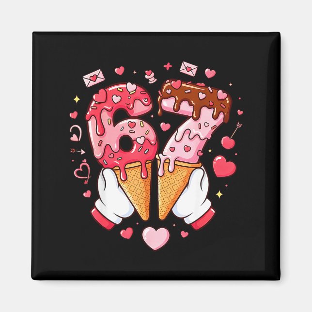 Imán Divertido 67 Meme Seis Siete Helado Parejas a jueg (Frente)