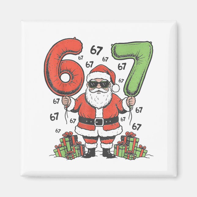 Imán Divertido 67 Santa Seis Siete Navidad 67 Meme Bruh (Frente)