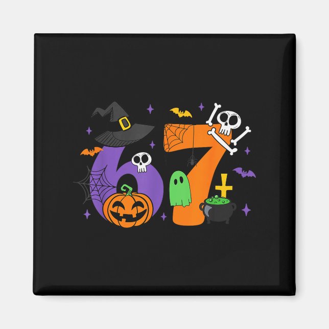 Imán Divertido 67 Seis Siete Meme de Halloween Gen Alph (Frente)