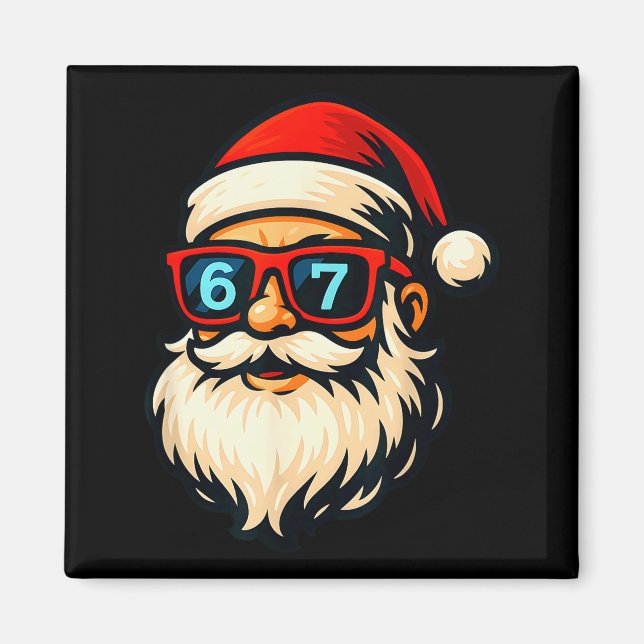 Imán Divertido 6 7 Seis Siete Meme Cara de Santa Navida (Frente)