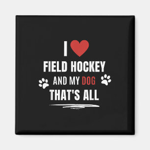 Imán Divertido amo el hockey sobre hierba y mi perro am