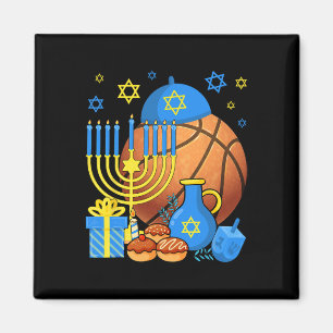 Imán Divertido baloncesto judío Menorah Happy Hanukkah