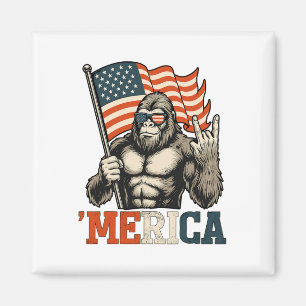 Imán Divertido Bigfoot Merica Roca Usa Bandera Patrióti