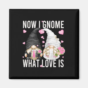 Imán Divertido Boda Gnome Pareja Pun Love Diciendo Por