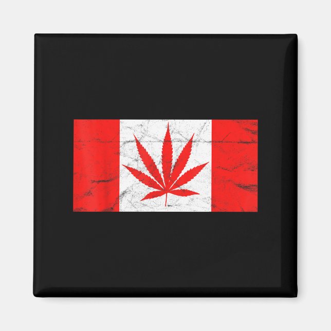 Imán ¡Divertido Canadá y hoja de marihuana! Nueva bande (Frente)