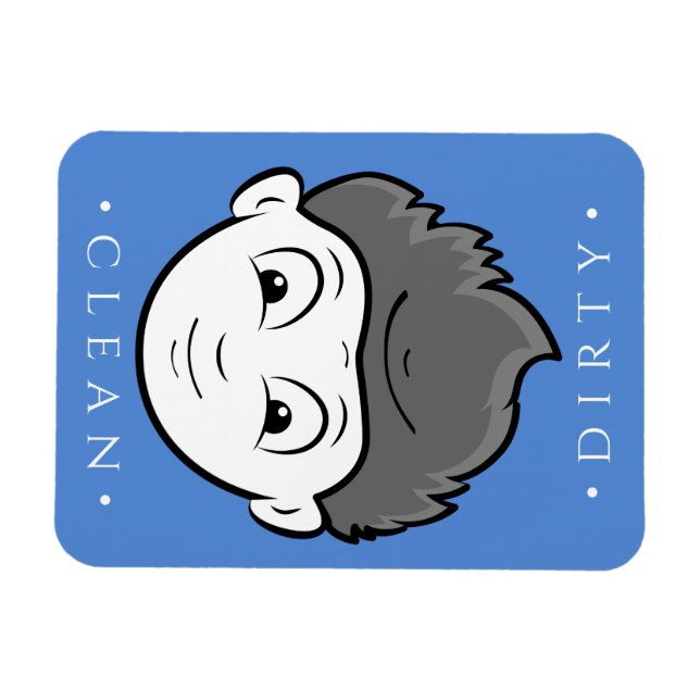 Imán Divertido chico limpio, sucio anciano lavavajillas (Horizontal)