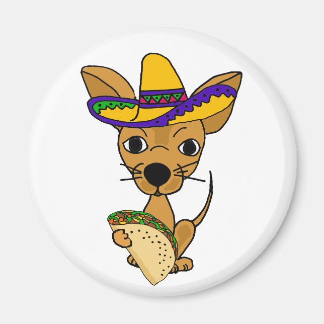 Imán Divertido Chihuahua comiendo Personalizado Taco (Frente)