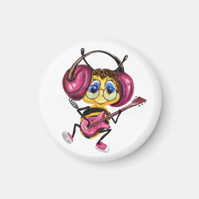 Imán divertido con jugador de guitarra (Frente)