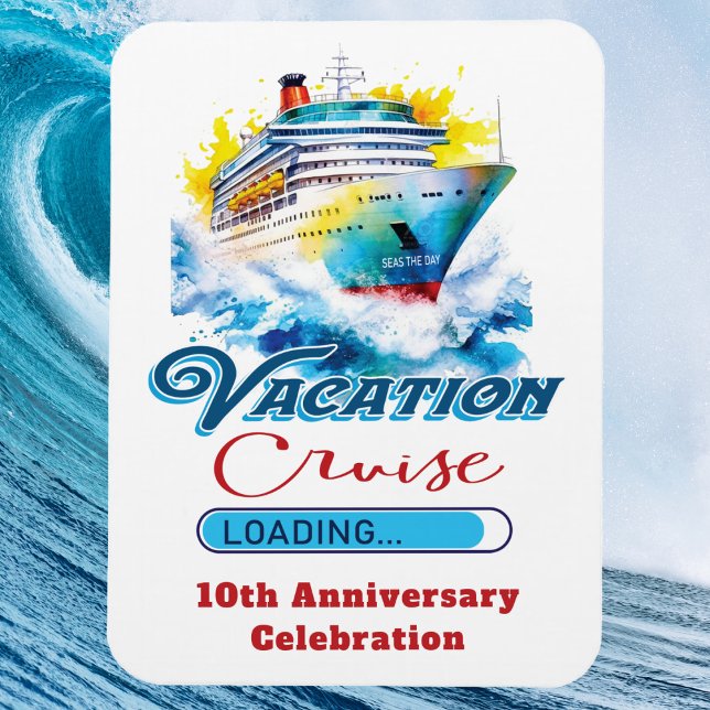 Imán Divertido crucero de aniversario de carga de vacac (Cruise Vacation Door Magnet to help decorate and find your cabin door. Happy Anniversary)