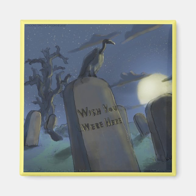 Imán divertido de Halloween para lápida conmemorat (Frente)