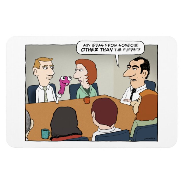 Imán divertido de marionetas de Office Sock (Horizontal)