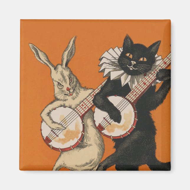 Imán divertido de refrigerador de gato negro (Frente)