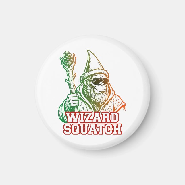 Imán divertido de Squatch Brujo Bigfoot (Frente)