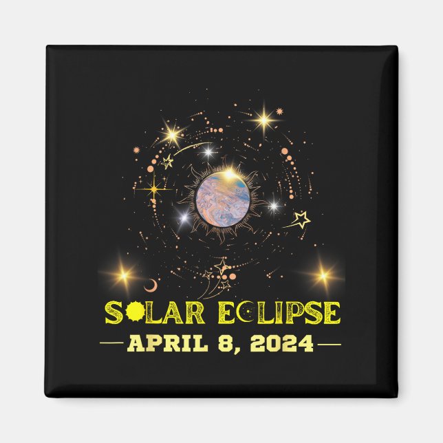 Imán Divertido Del Eclipse Solar Camino 8 De Abril (Frente)