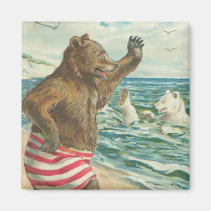 Imán divertido del oso del vintage