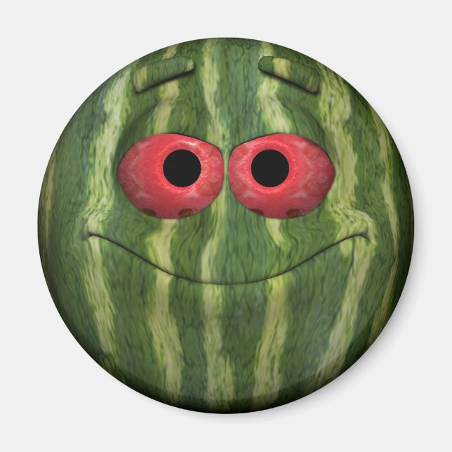 Imán Divertido emoticono de sandía (Frente)