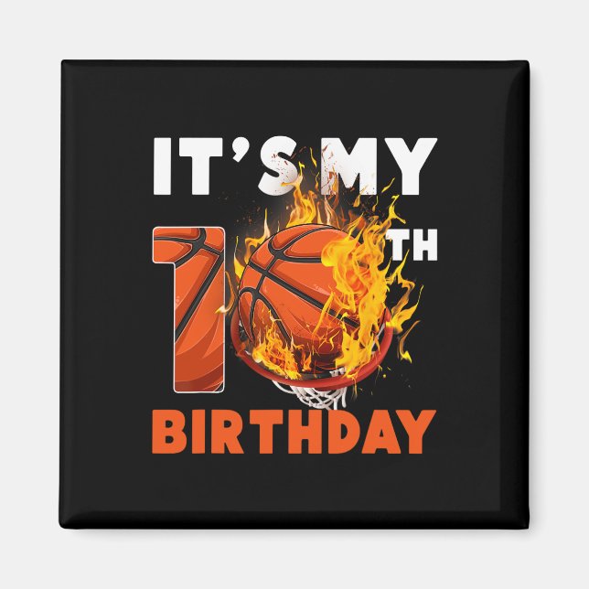 Imán Divertido es mi décimo cumpleaños, básquetbol de 1 (Frente)