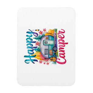 Imán Divertido Feliz Campista Ropa de Camping Remolque