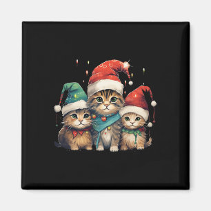 Imán Divertido gatito Navidades árbol de navidad encien