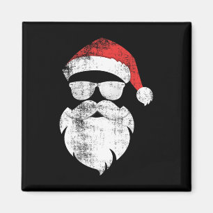 Imán Divertido Hipster Santa Face Con Barba Gorra Y Gle