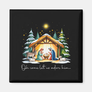 Imán Divertido Jesús de Navidad Cristiano Oh Venid Ador