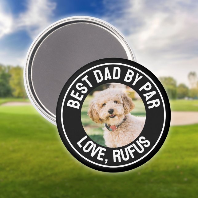 Imán Divertido Mejor Papá Por Par Dog Photo (Fun Best Dad By Par Dog Photo Magnet)
