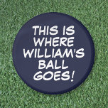 Imán Divertido mensaje Personalizado Navy Blue Golf Bal<br><div class="desc">Personaliza para crear un regalo de golf único. Diseñado por Thisisnotme©</div>