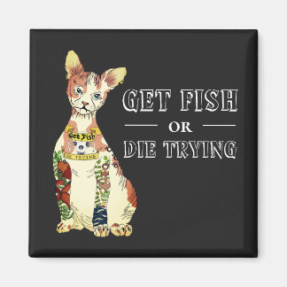 Imán Divertido negro matón Sfinx Cat Tattoo Feline dici