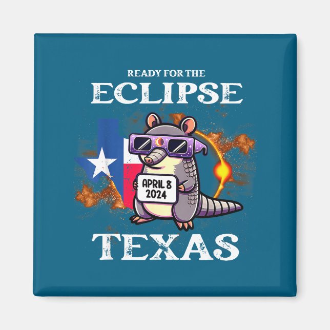 Imán Divertido Para Eclipse Solar De Texas 8 De Abril (Frente)