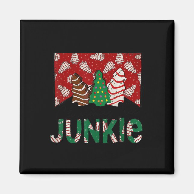 Imán Divertido pastel de árbol de Navidad Junkie Esta E (Frente)