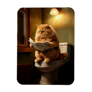 Imán Divertido periódico de lectura de gato gordo sobre