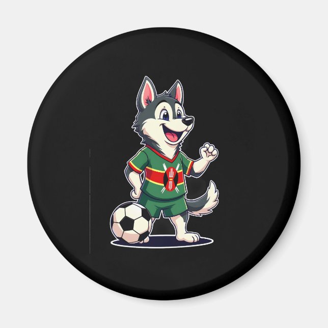 Imán Divertido perro Husky perro futbolista keniano - K (Frente)