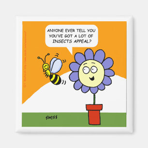 Imán Divertido Personalizado de flores y abeja con inse