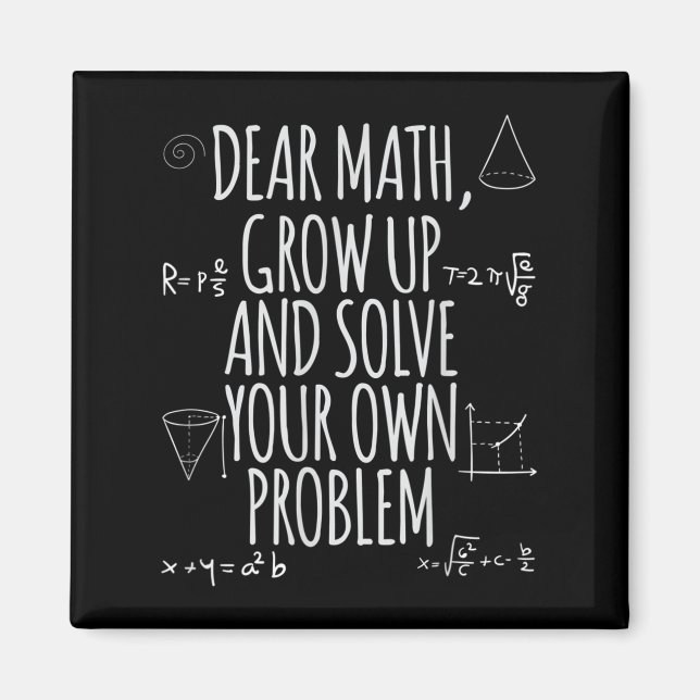 Imán Divertido Querida Matemáticas Crece Cita Soluciona (Frente)