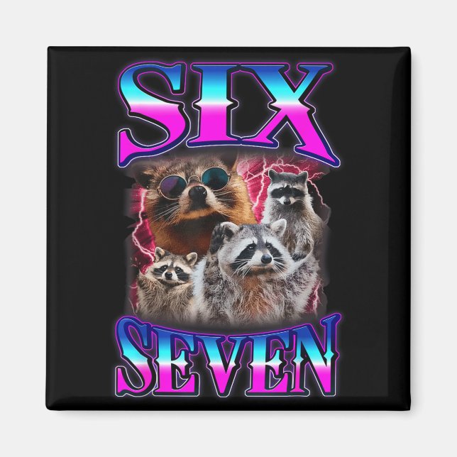 Imán Divertido Seis Siete 67 Meme 67 Mapache Meme Contr (Frente)