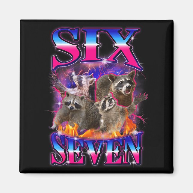 Imán Divertido Seis Siete 67 Meme 67 Mapache Meme Contr (Frente)