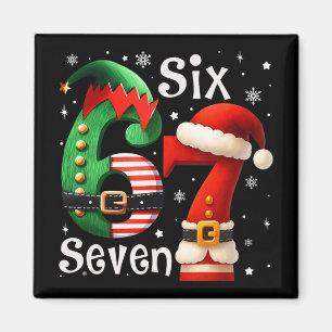 Imán Divertido Seis Siete 67 Meme 6 7 Elfo Santa Navida