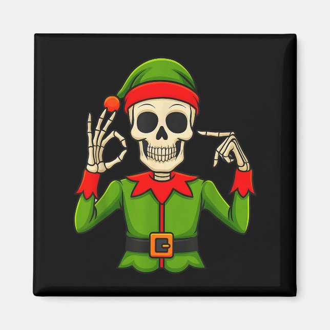 Imán Divertido Seis Siete 67 Meme 6 7 Navidad Elfo Mano (Frente)