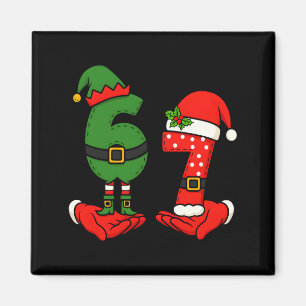 Imán Divertido Seis Siete 67 Meme 6 7 Navidad Elfo Mano